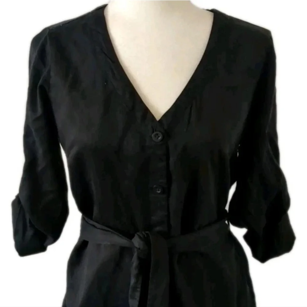 Anthropologie Cloth & Stone Soft Black Cropped Utility Jumpsuit Size XS